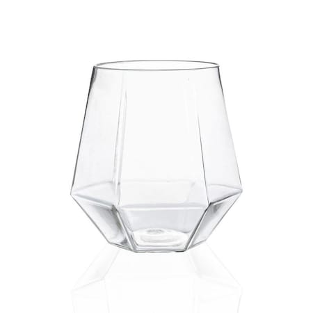 Smarty Had A Party 12 oz. Clear Hexagonal Stemless Plastic Wine Goblets (64 Glasses), 64PK 3712-SB-CASE